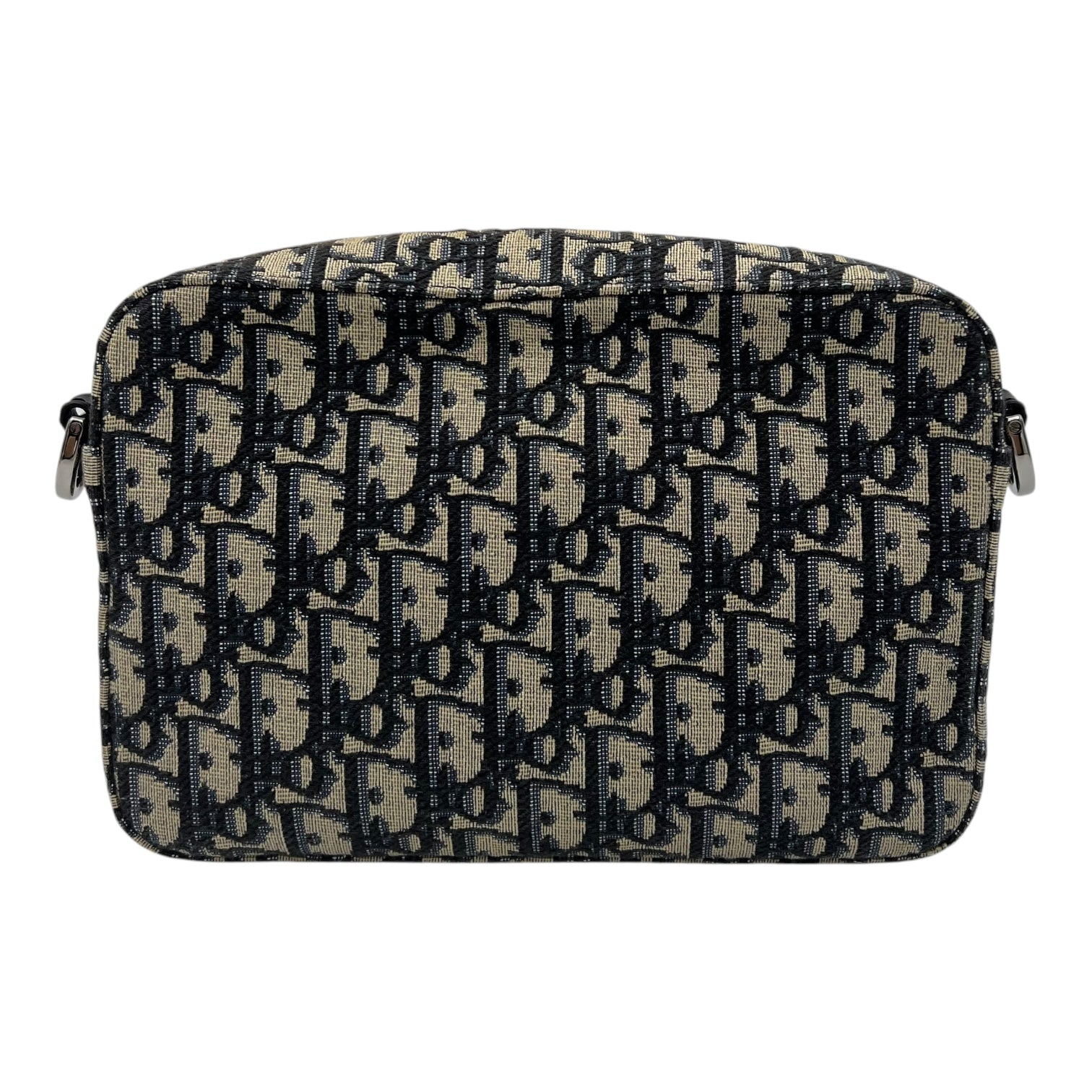 Safari Crossbody Bag Blue in Jacquard, Silver hardware - Image 3