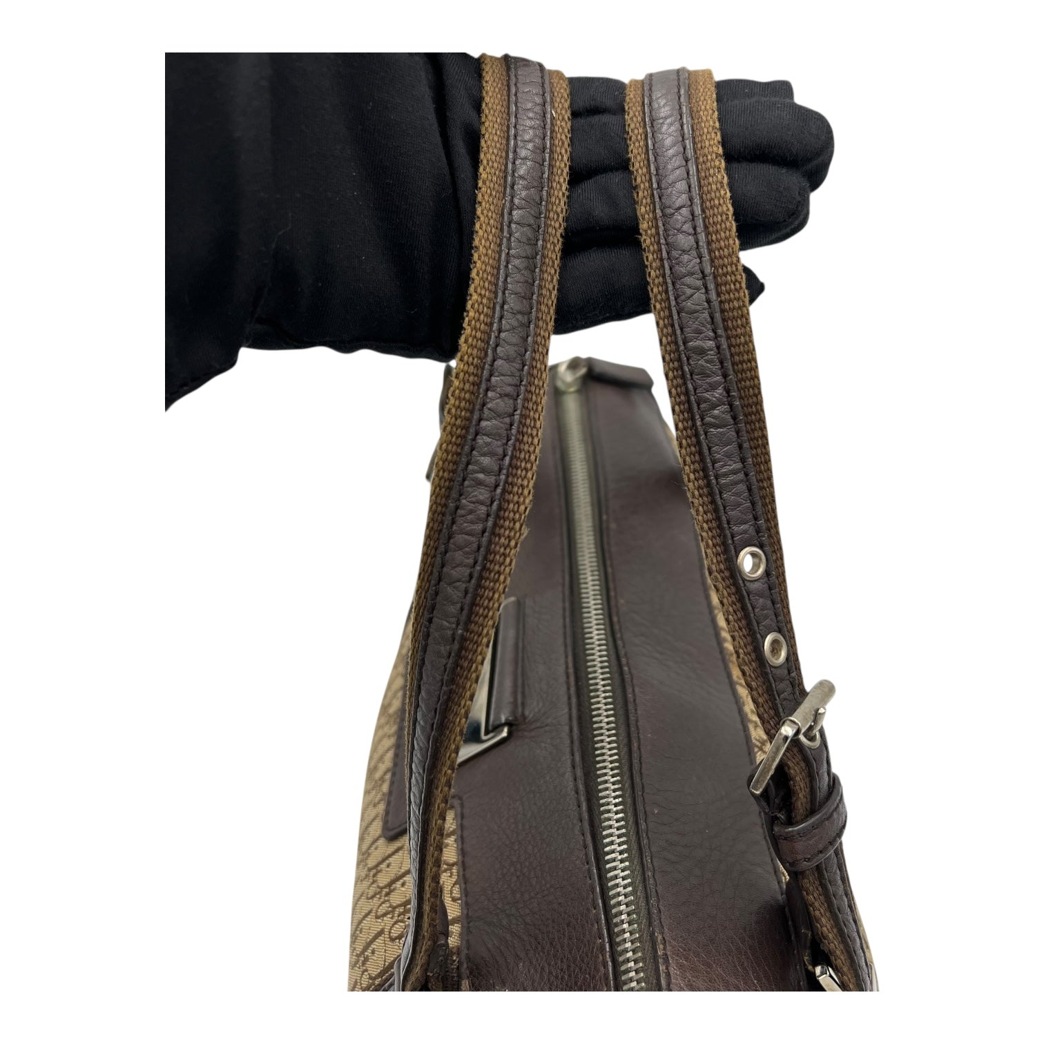 Trotteur Shoulder Bag Brown in Canvas, Silver hardware - Image 9