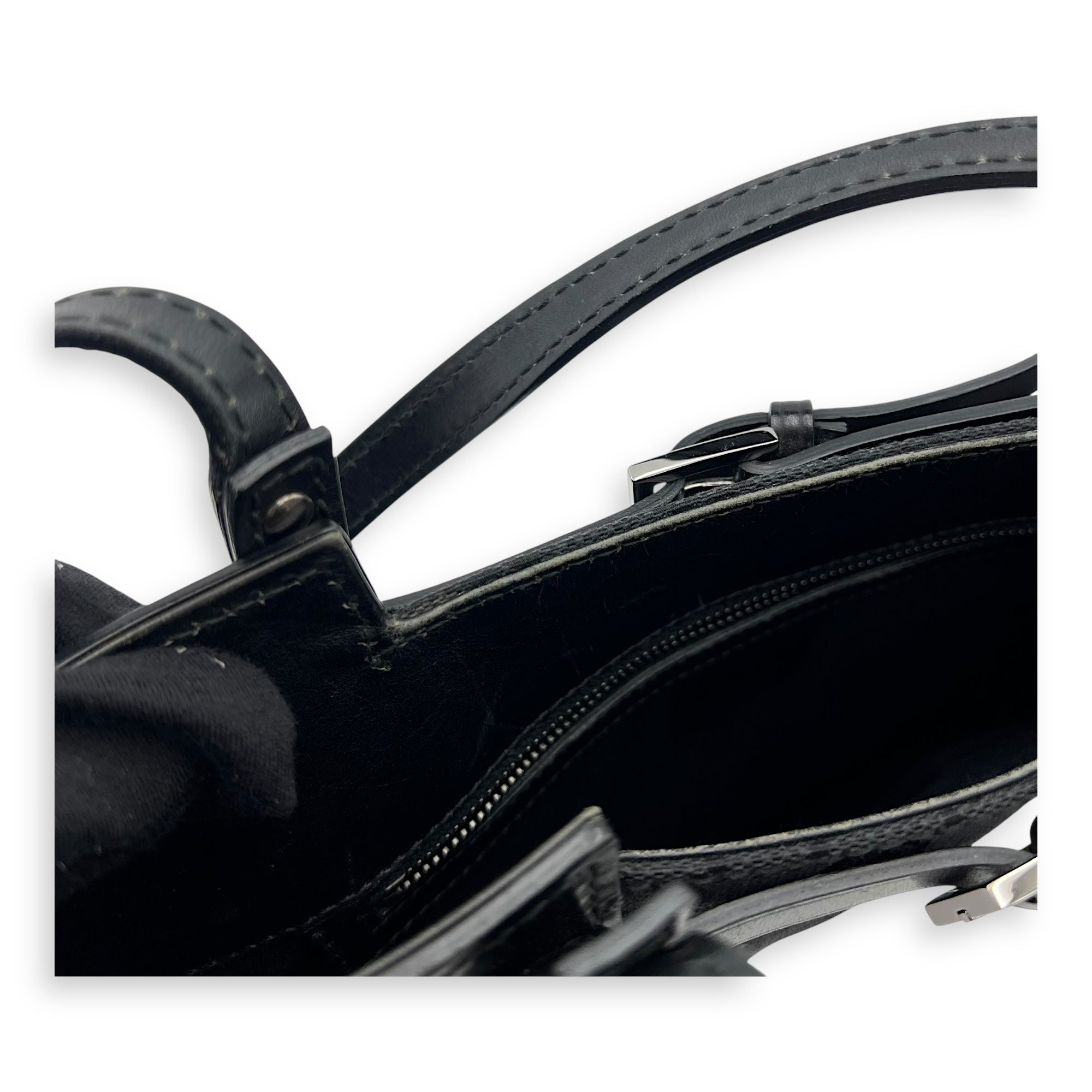 GG Top Handle Bag Black in Canvas, Silver hardware - Image 11