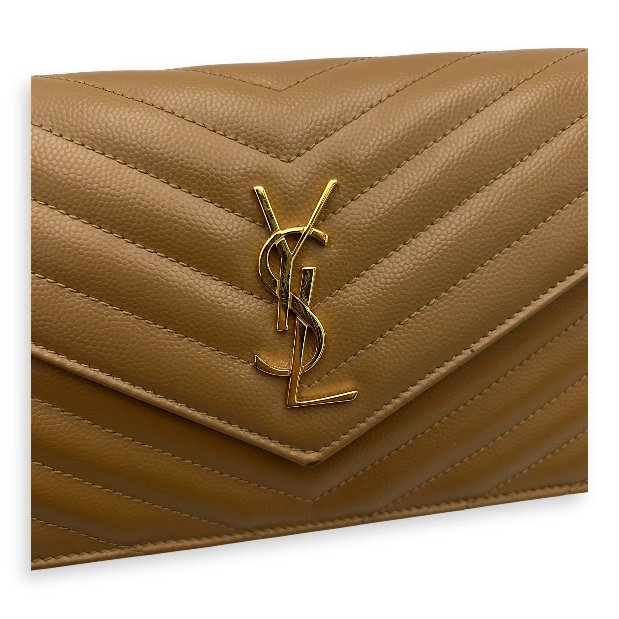 Cassandre Wallet On Chain Beige in Calfskin, Gold hardware - Image 8