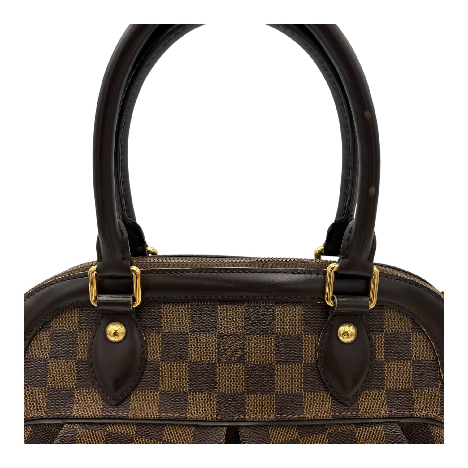 Trevi PM Damier Ebene Top Handle Bag in Coated Canvas, Gold hardware - Image 10