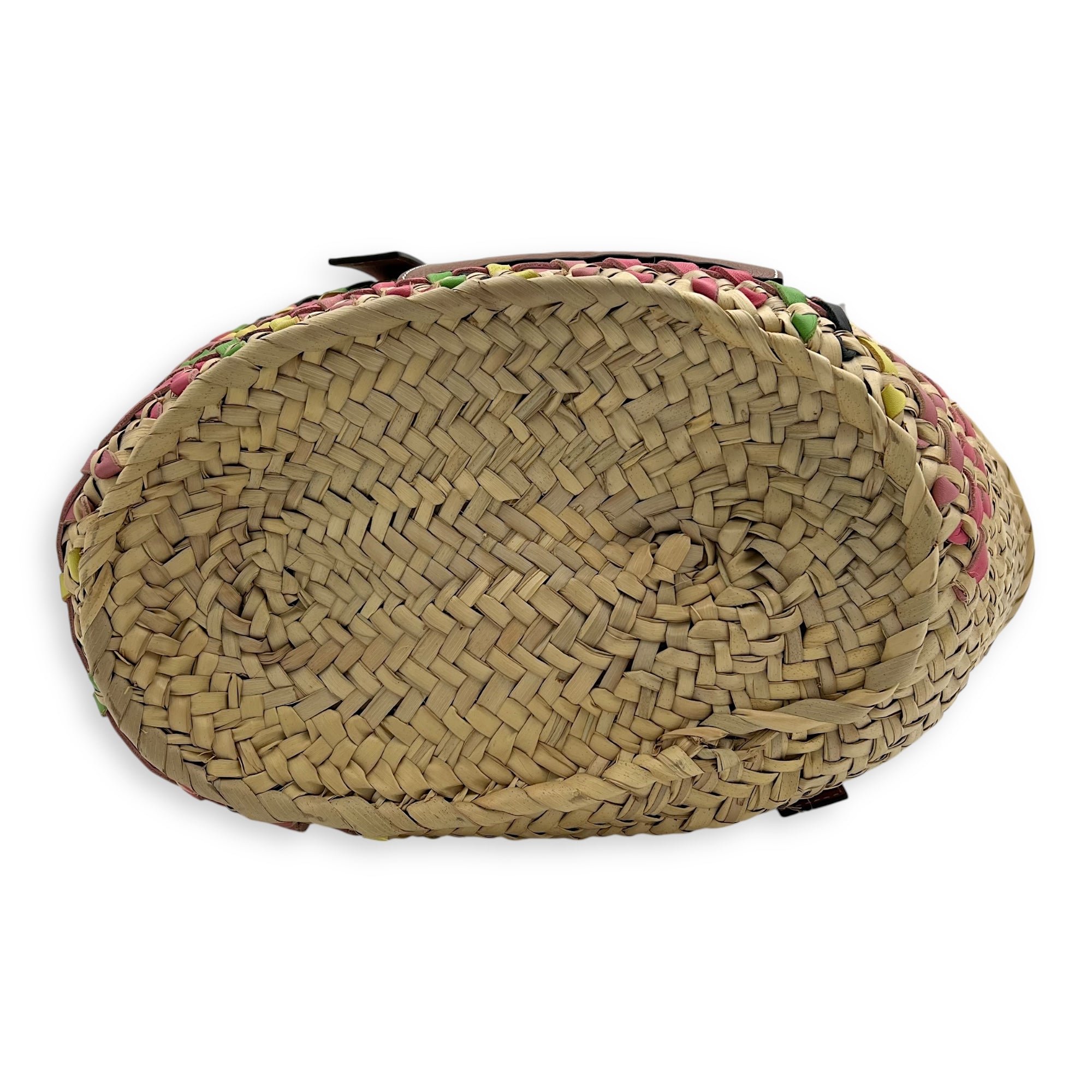 Basket Beige Top Handle Bag in Raffia, Silver hardware - Image 6
