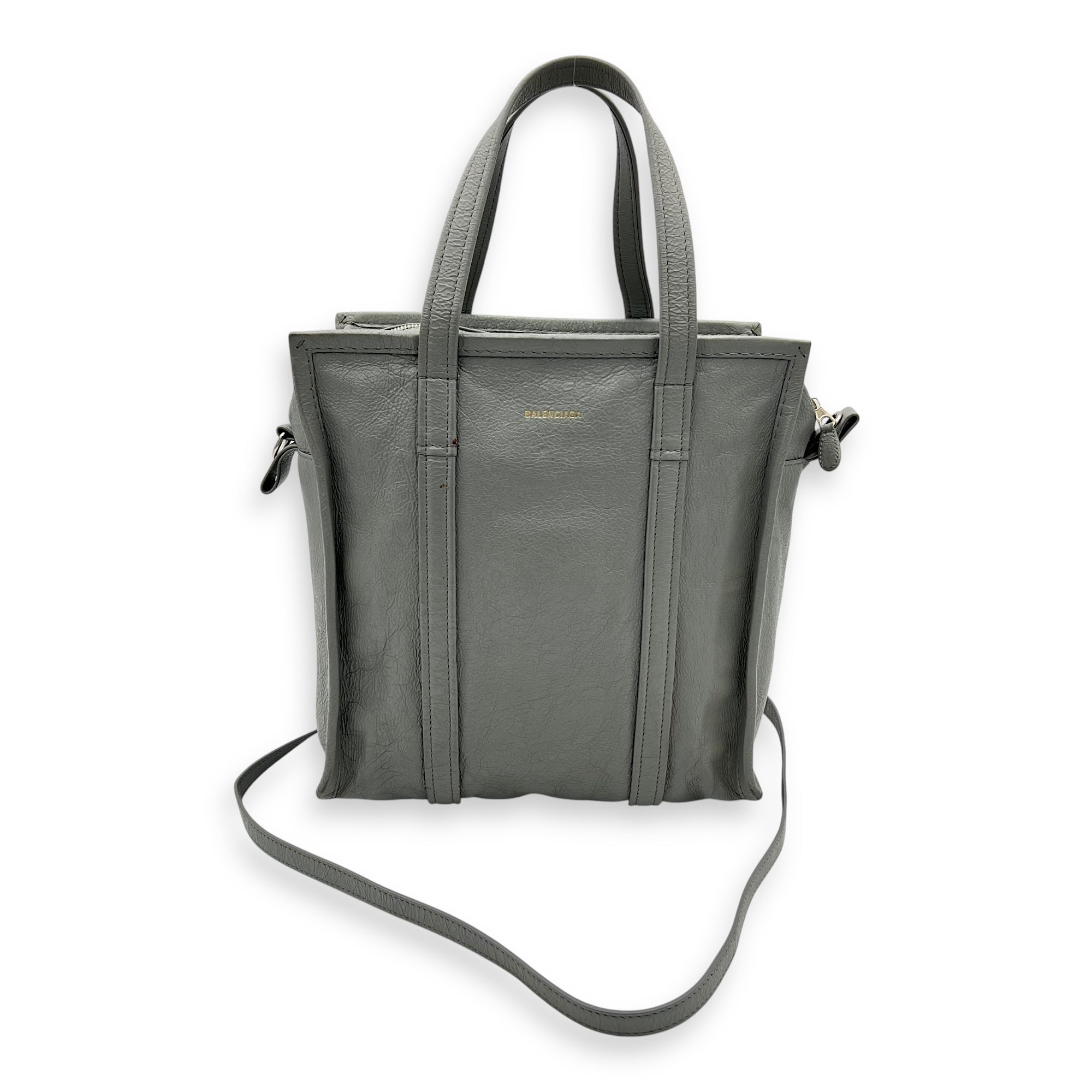 Bazaar Shopper Top Handle Bag Grey in Lambskin, Silver hardware - Image 15