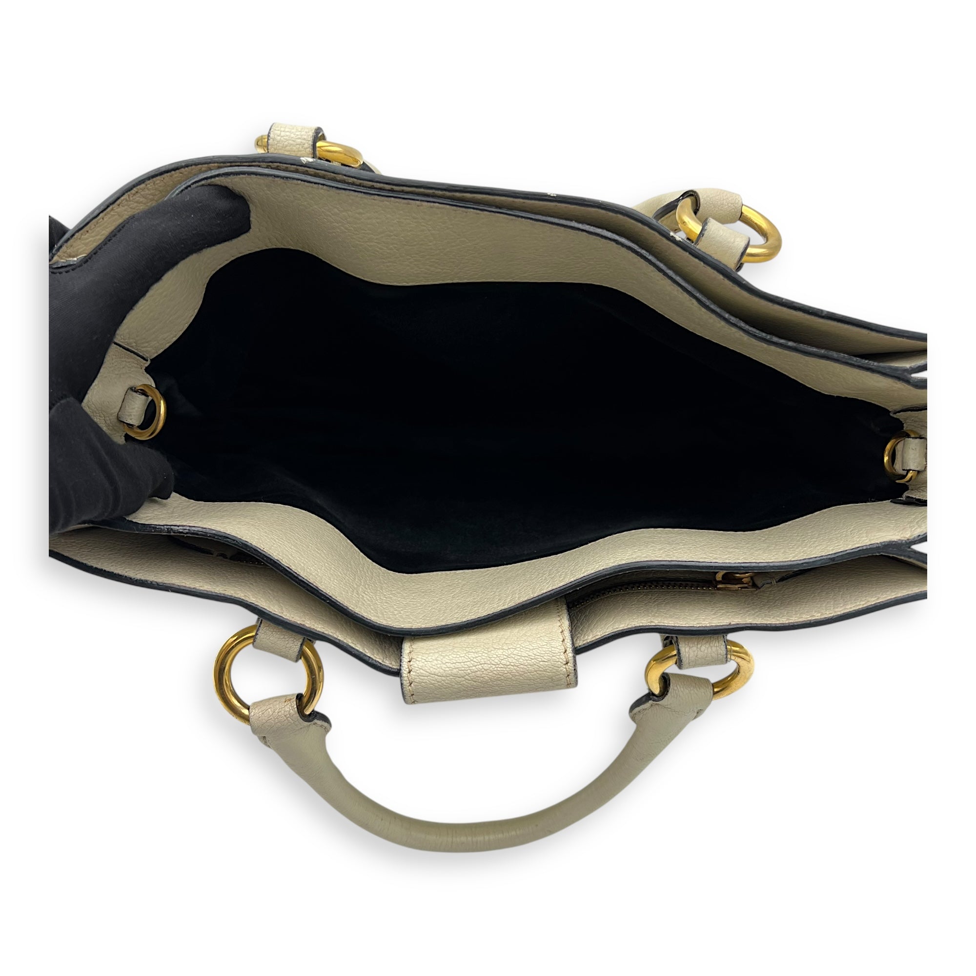 Buckle Top Handle Bag White in Calfskin, Gold hardware - Image 7