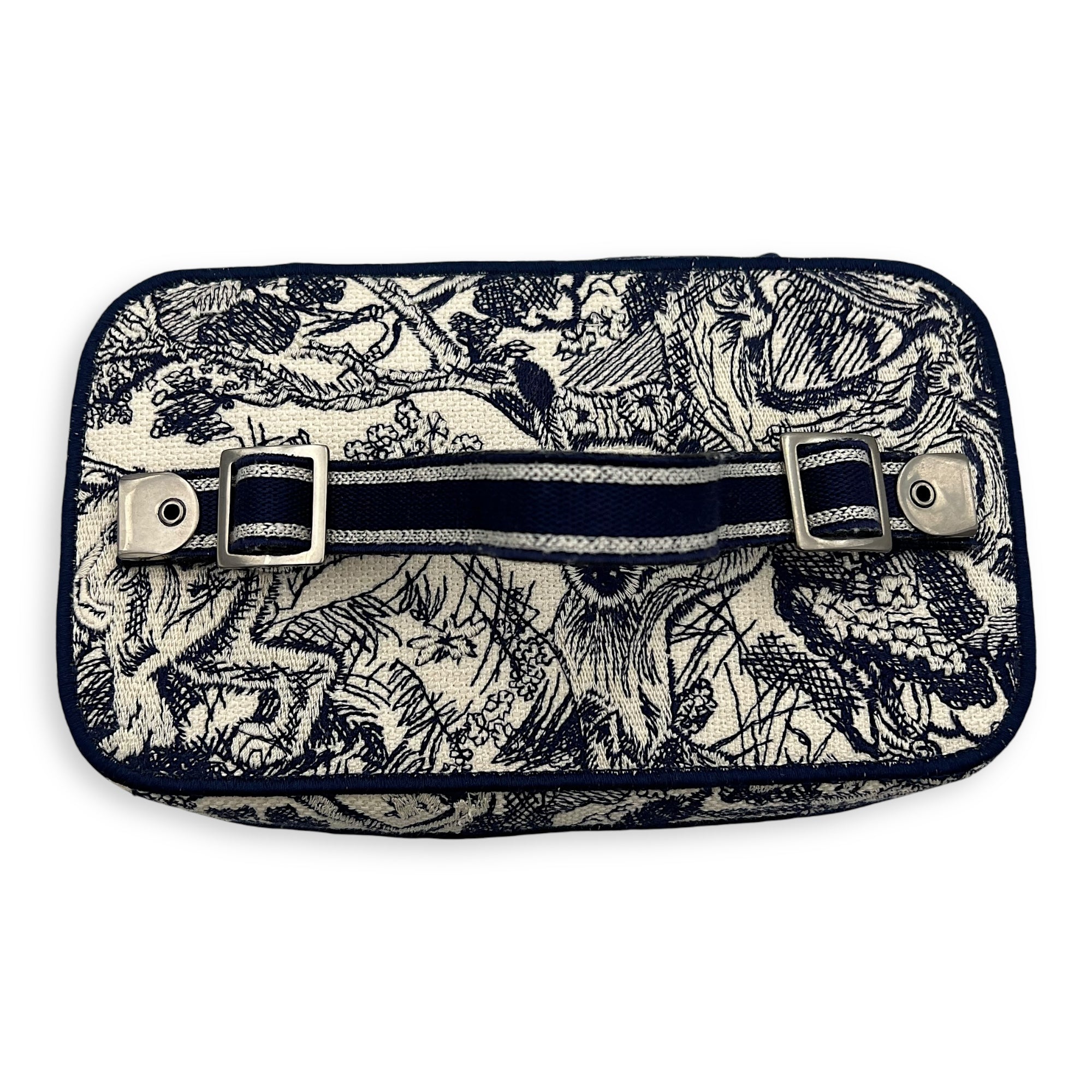 Vanity Top Handle Bag Blue in Jacquard, Gold hardware - Image 9