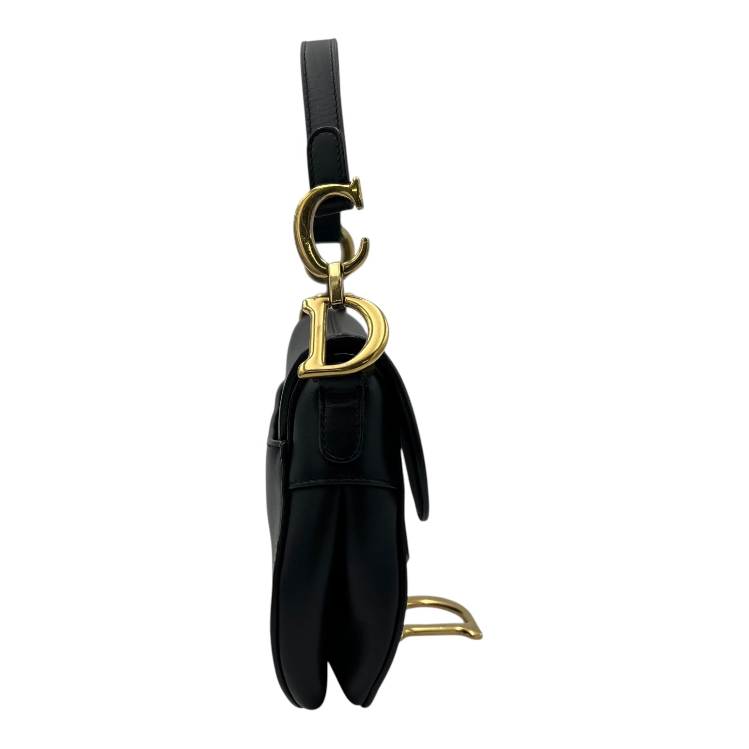 Saddle Shoulder Bag Mini Black in Calfskin, Gold hardware - Image 4