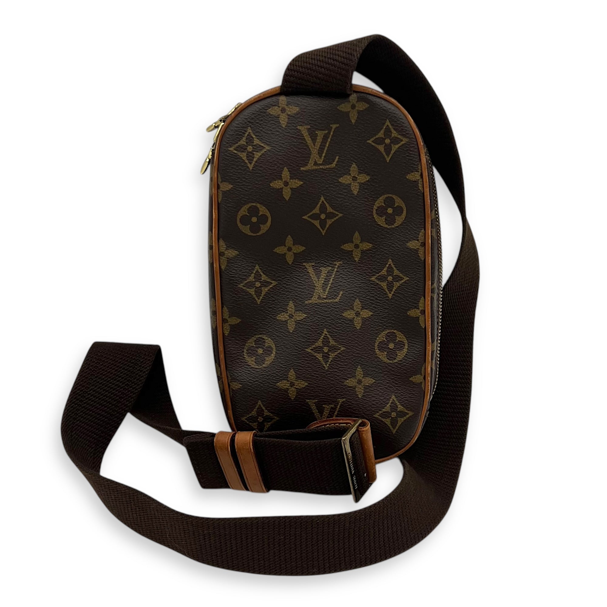 Pochette Gange Brown Belt Bag in Monogram Coated Canvas, Gold hardware - Image 3