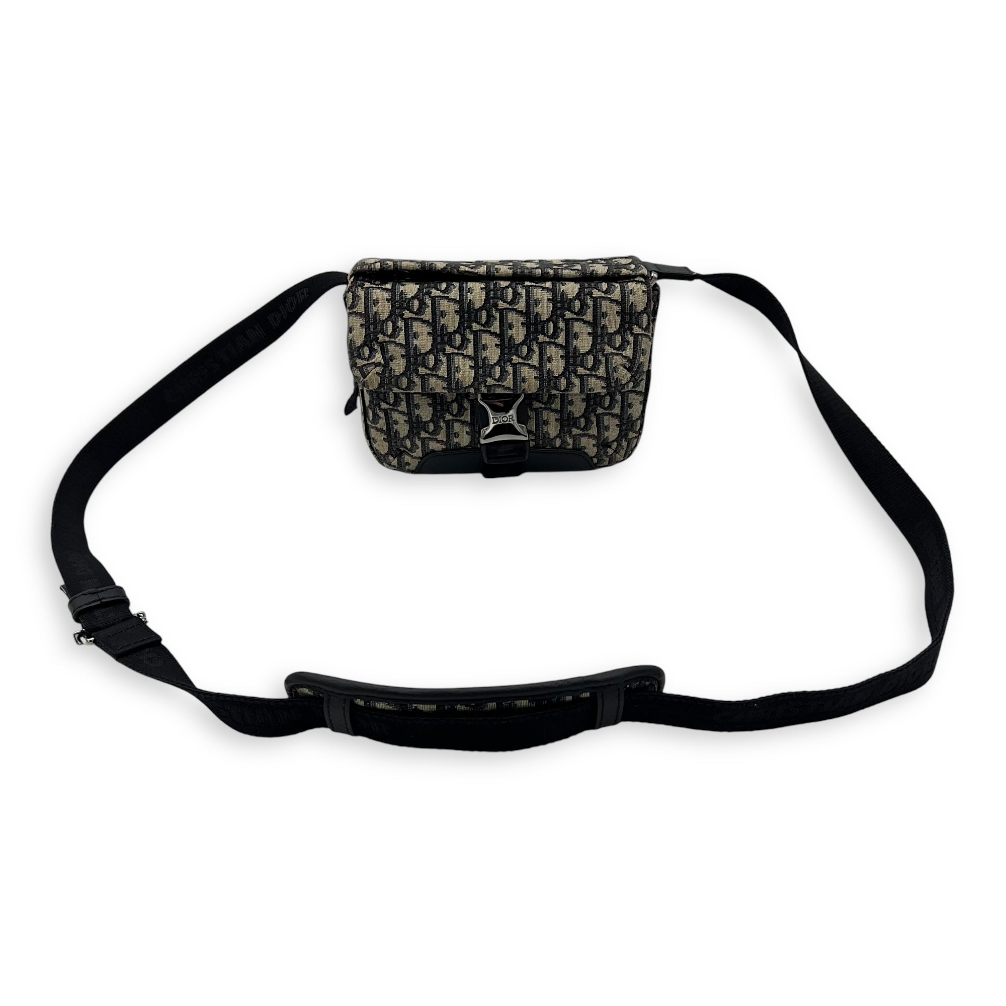 Oblique Blue Crossbody Bag in Jacquard, Silver hardware - Image 15