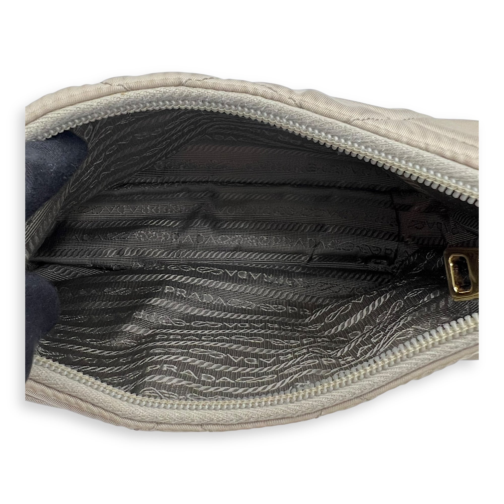 Re-Edition Shoulder Bag Beige in Re-Nylon, Gold hardware - Image 7