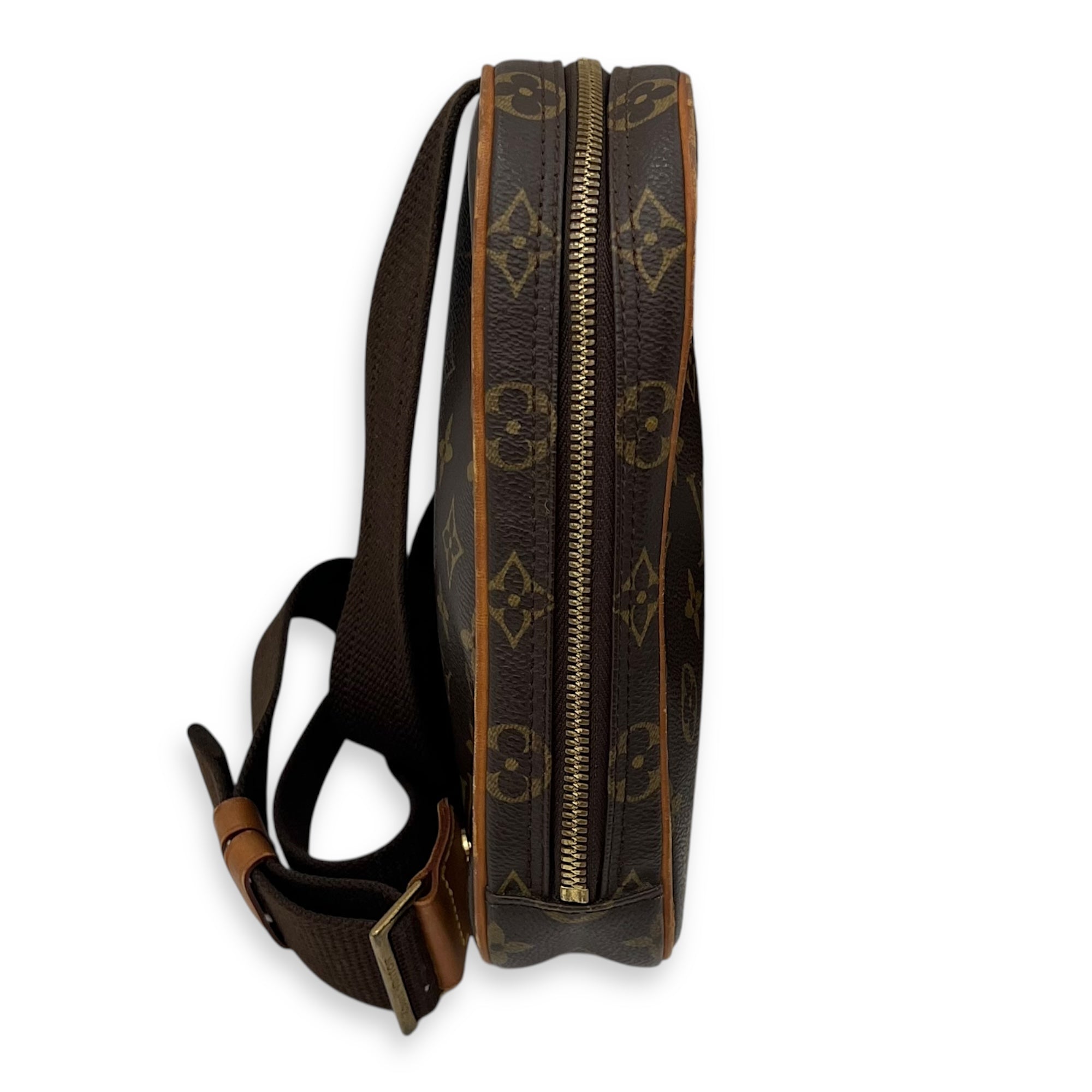 Pochette Gange Brown Belt Bag in Monogram Coated Canvas, Gold hardware - Image 4