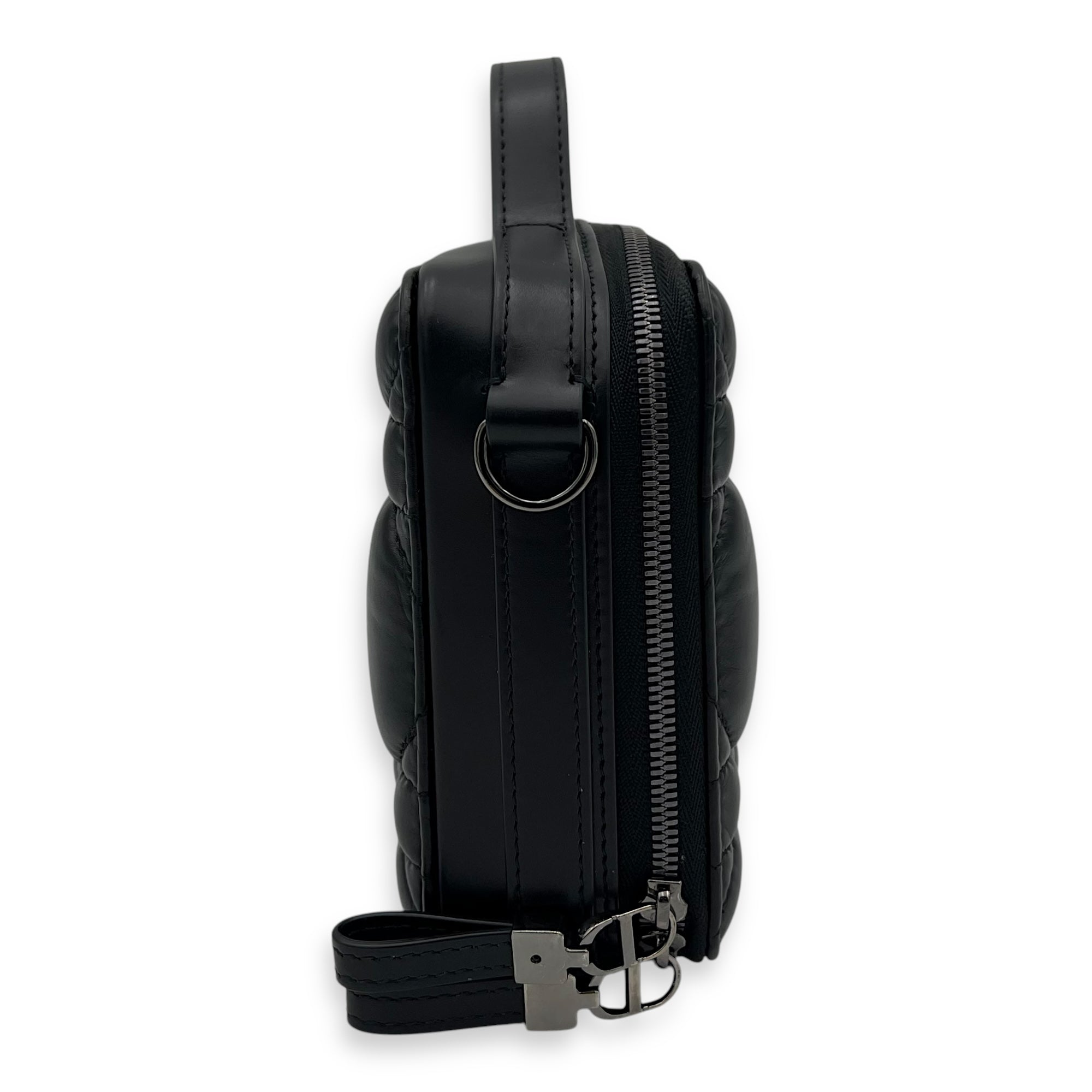 Caro Shoulder Bag Box Black in Calfskin, Gunmetal hardware - Image 4