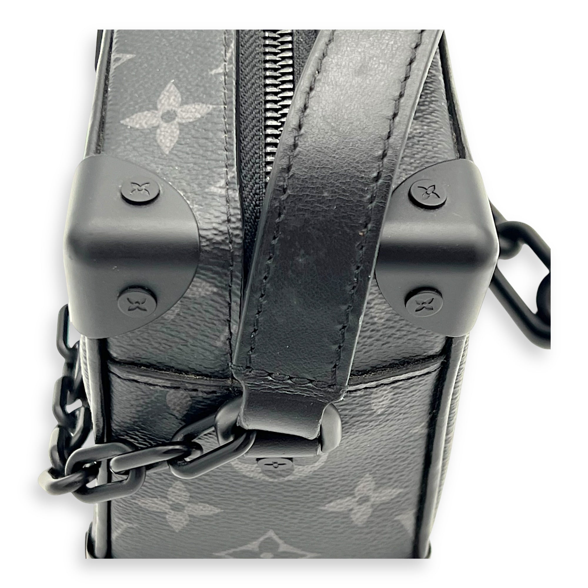 Soft Trunk Crossbody Bag Black in Monogram Coated Canvas, Lacquered Metal hardware - Image 7