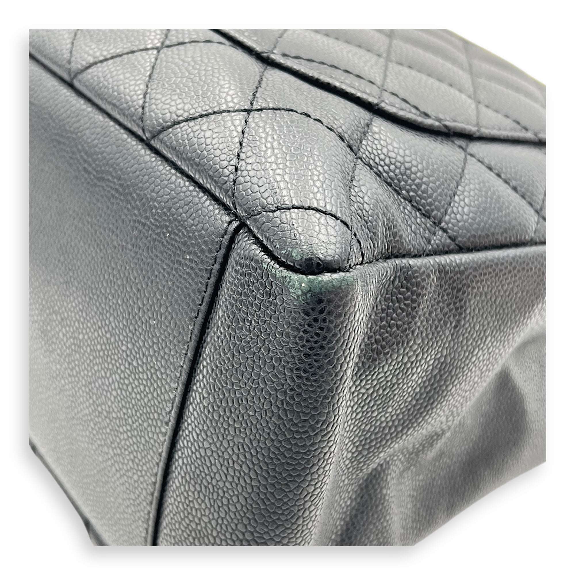 GST Tote Bag Black in Caviar Leather, Silver hardware - Image 10