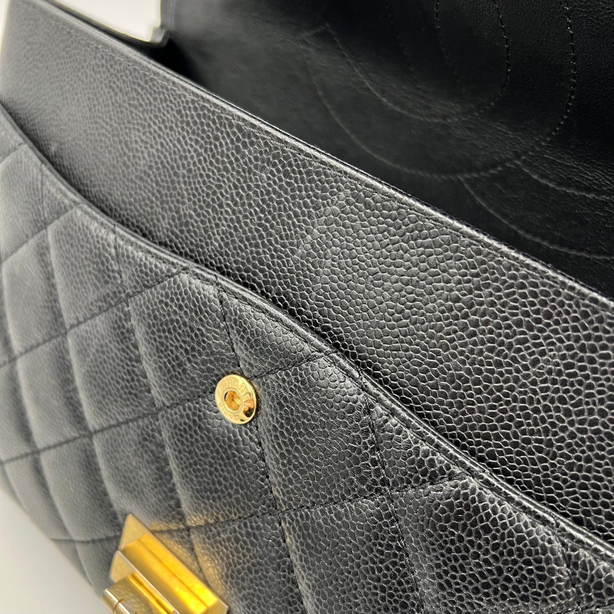 2.55 Shoulder Bag Black in Caviar Leather, Gold hardware - Image 17