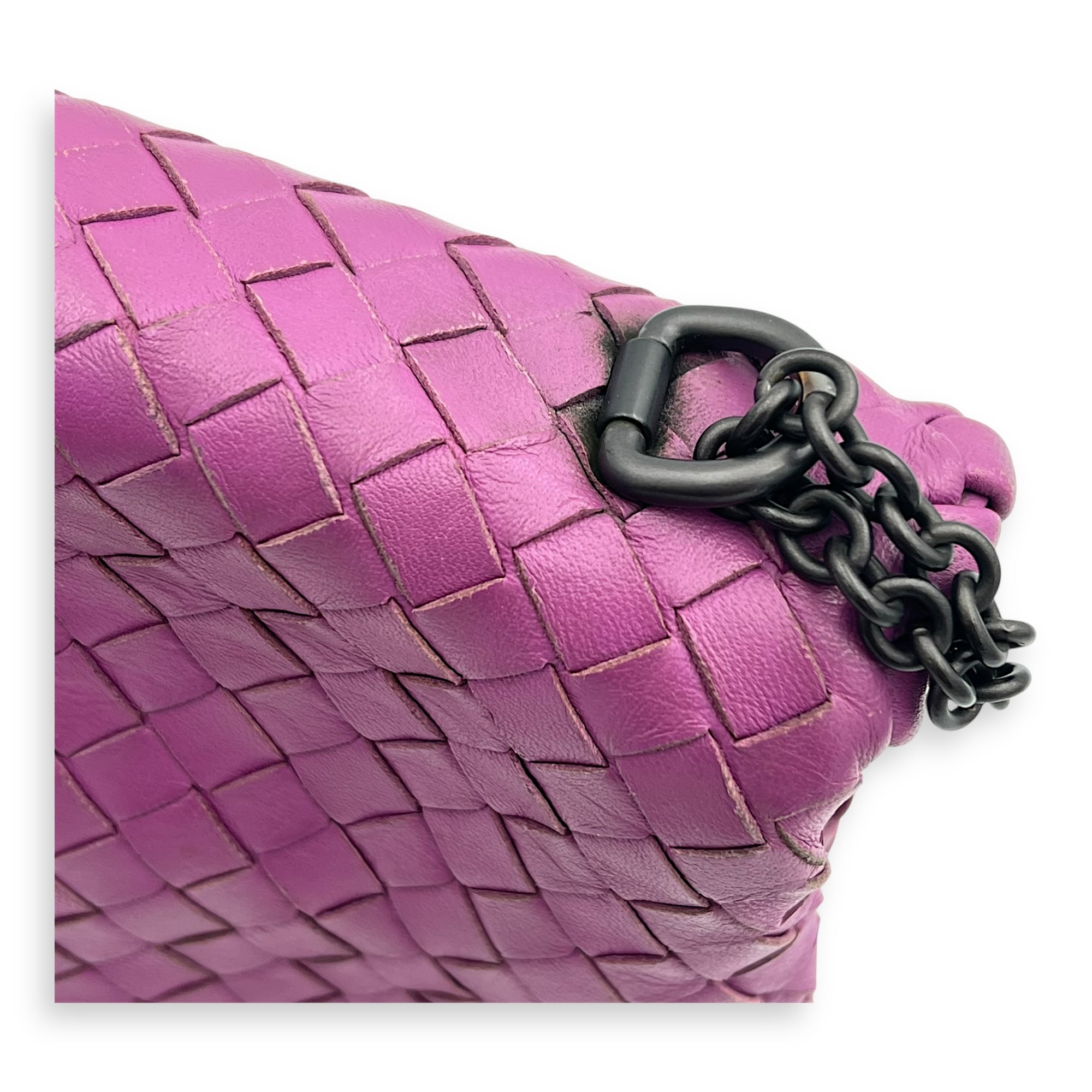 Intrecciato Shoulder Bag Purple in Lambskin, Ruthenium hardware - Image 12