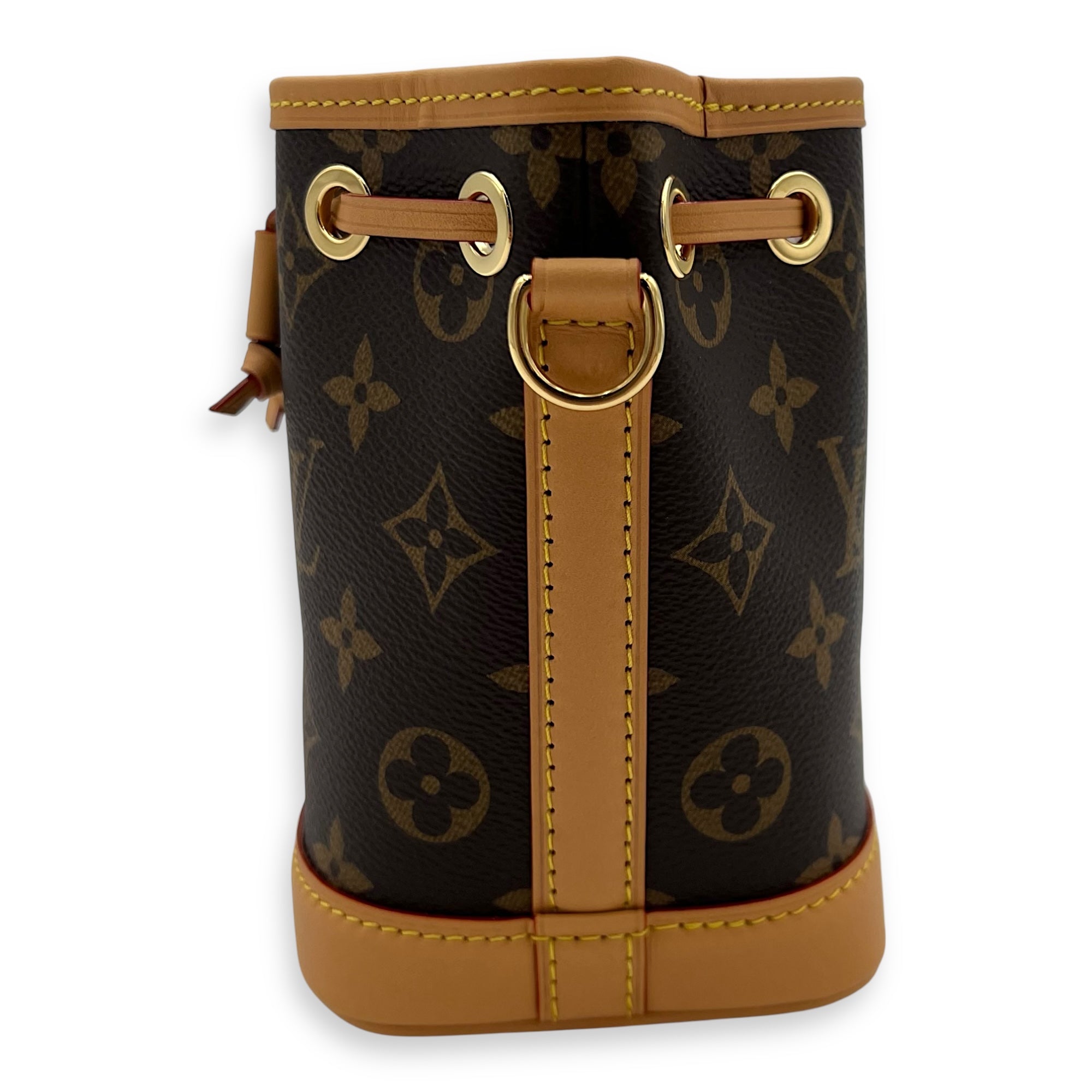 Noe Crossbody Bag Nano Brown in Monogram Coated Canvas, Gold hardware - Image 5