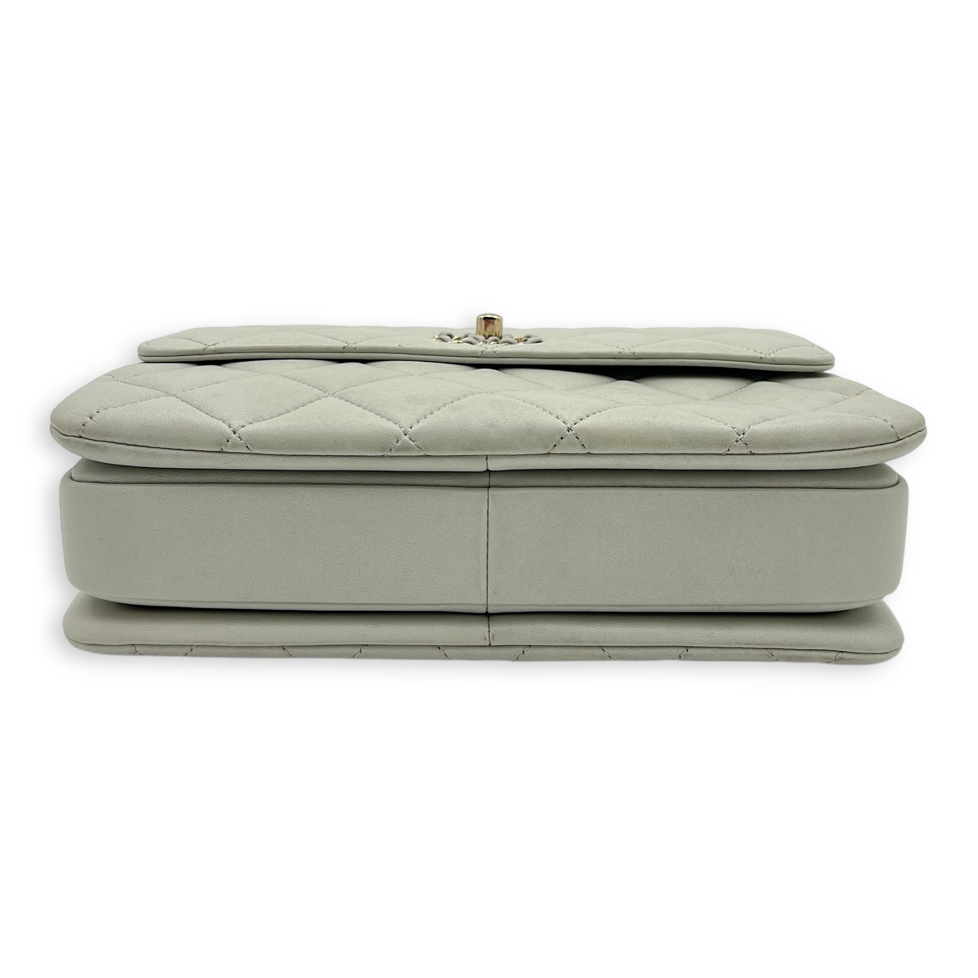 Trendy CC Top Handle Bag Blue in Lambskin, Gold hardware - Image 6