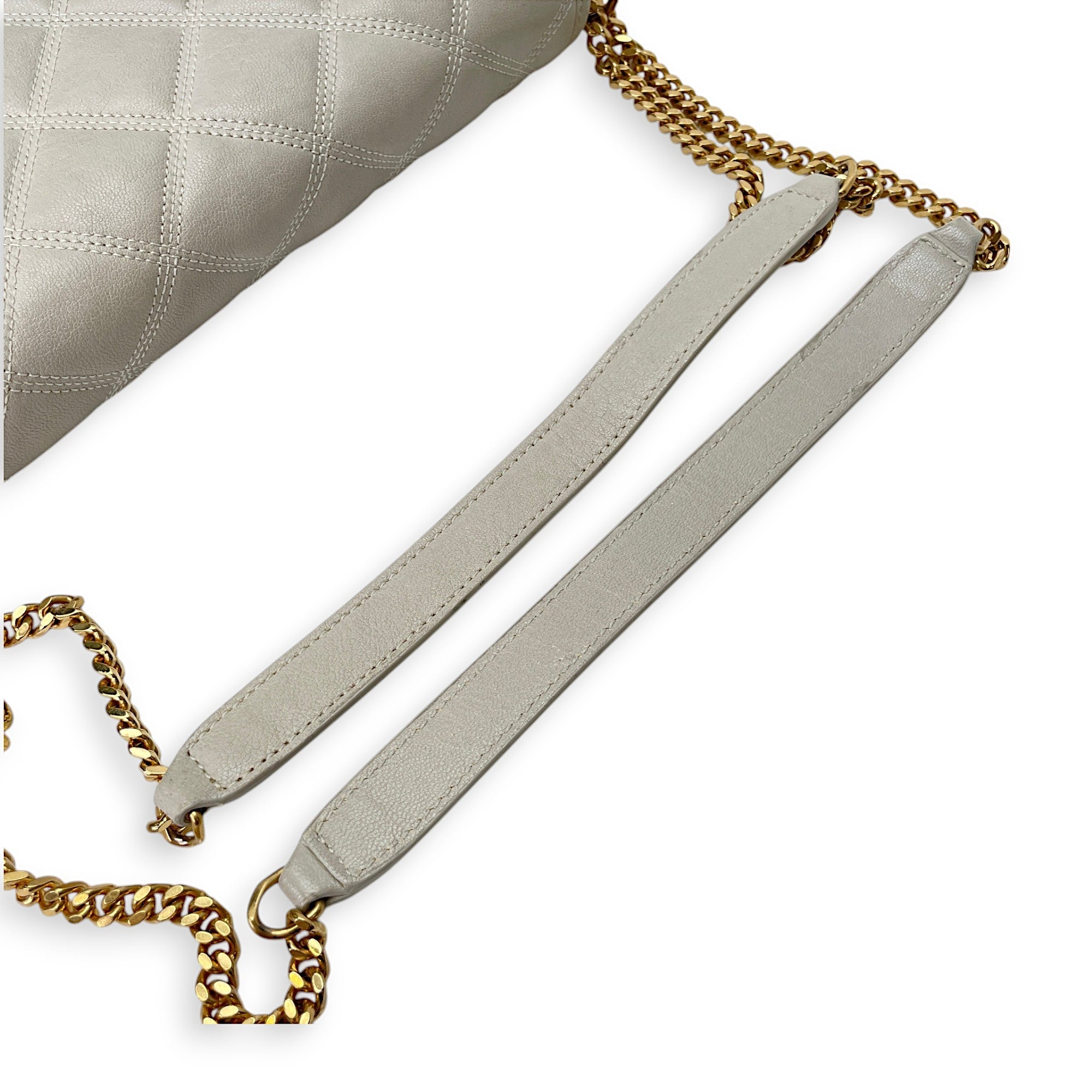 Becky Cream Shoulder Bag in Calfskin, Gold hardware - Image 22