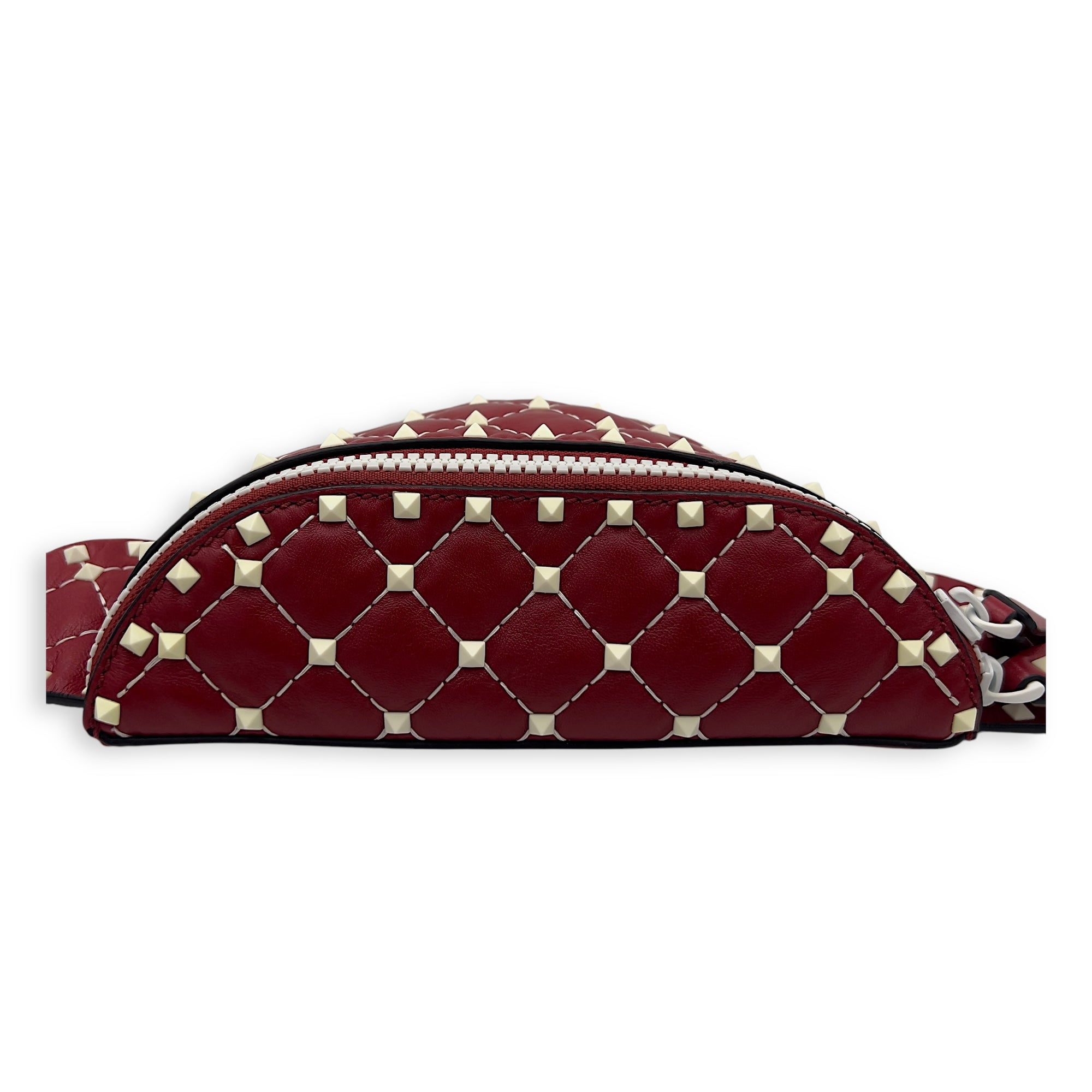 Rockstud Belt Bag Red in Calfskin, Lacquered Metal hardware - Image 5